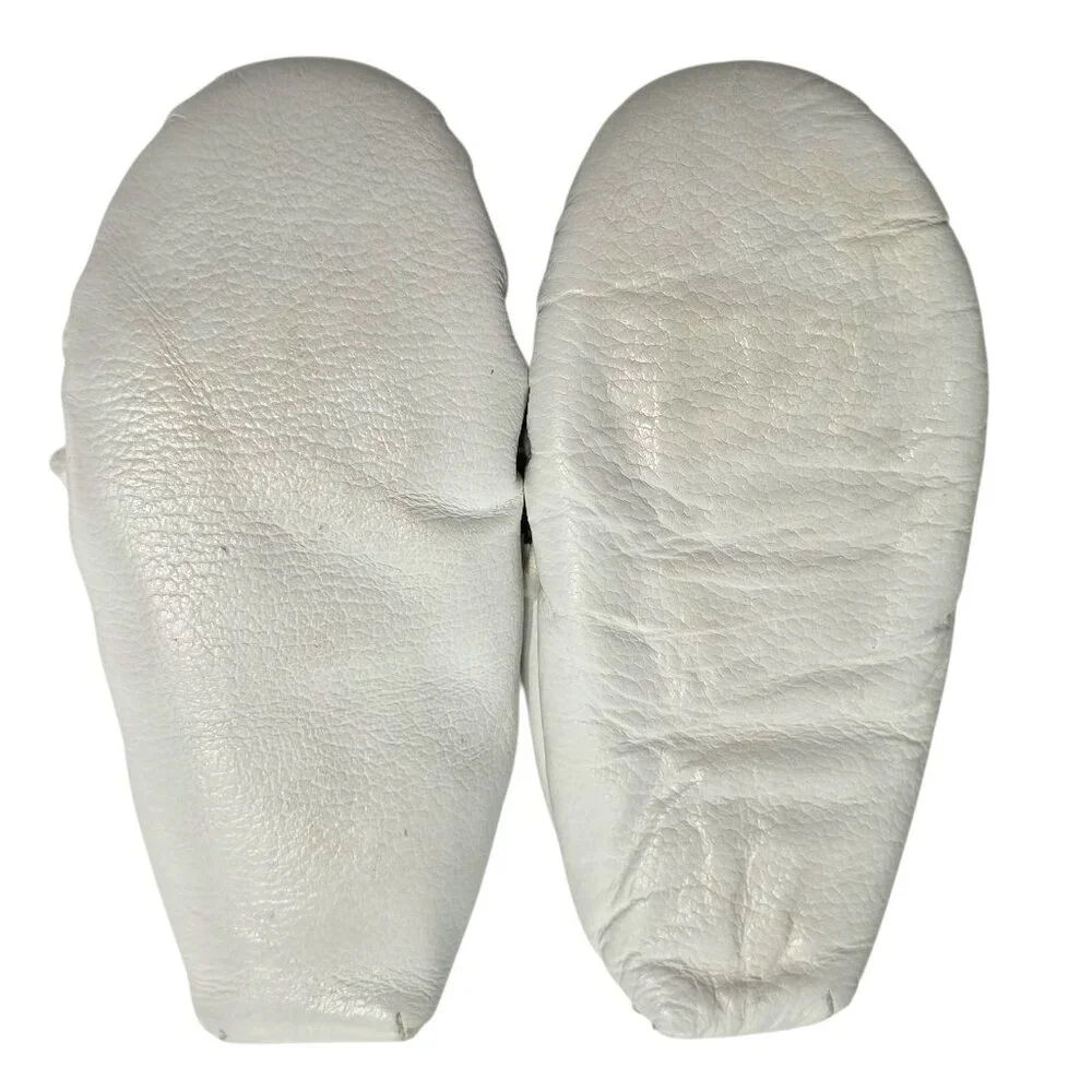 VTG Minnetonka White Leather Moccasins Small Kids 9 Shoes Indian Costume Moc USA